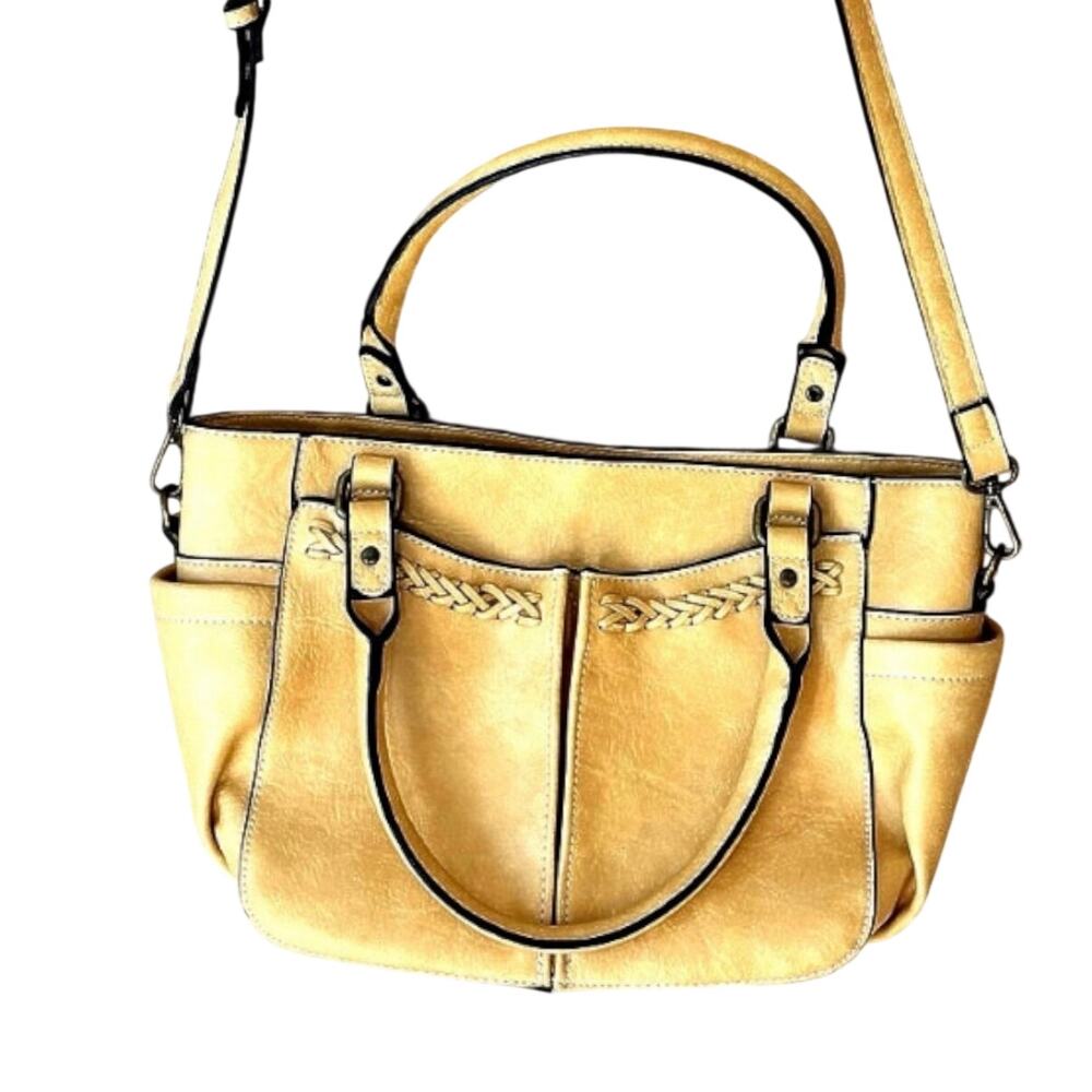 Simply Noelle Whipstitch braided Lemon yellow bag crossbody purse